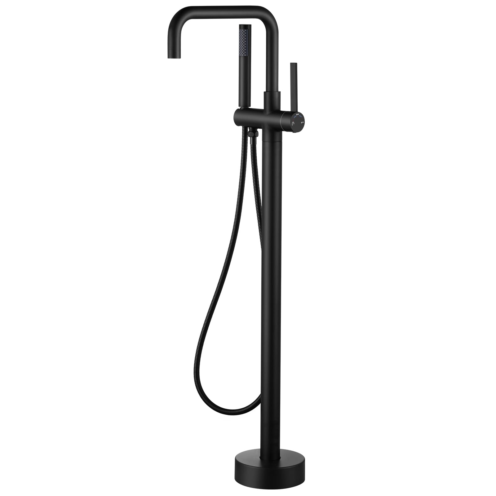 Robinet de baignoire autoportant en laiton massif au design architectural noir mat premium