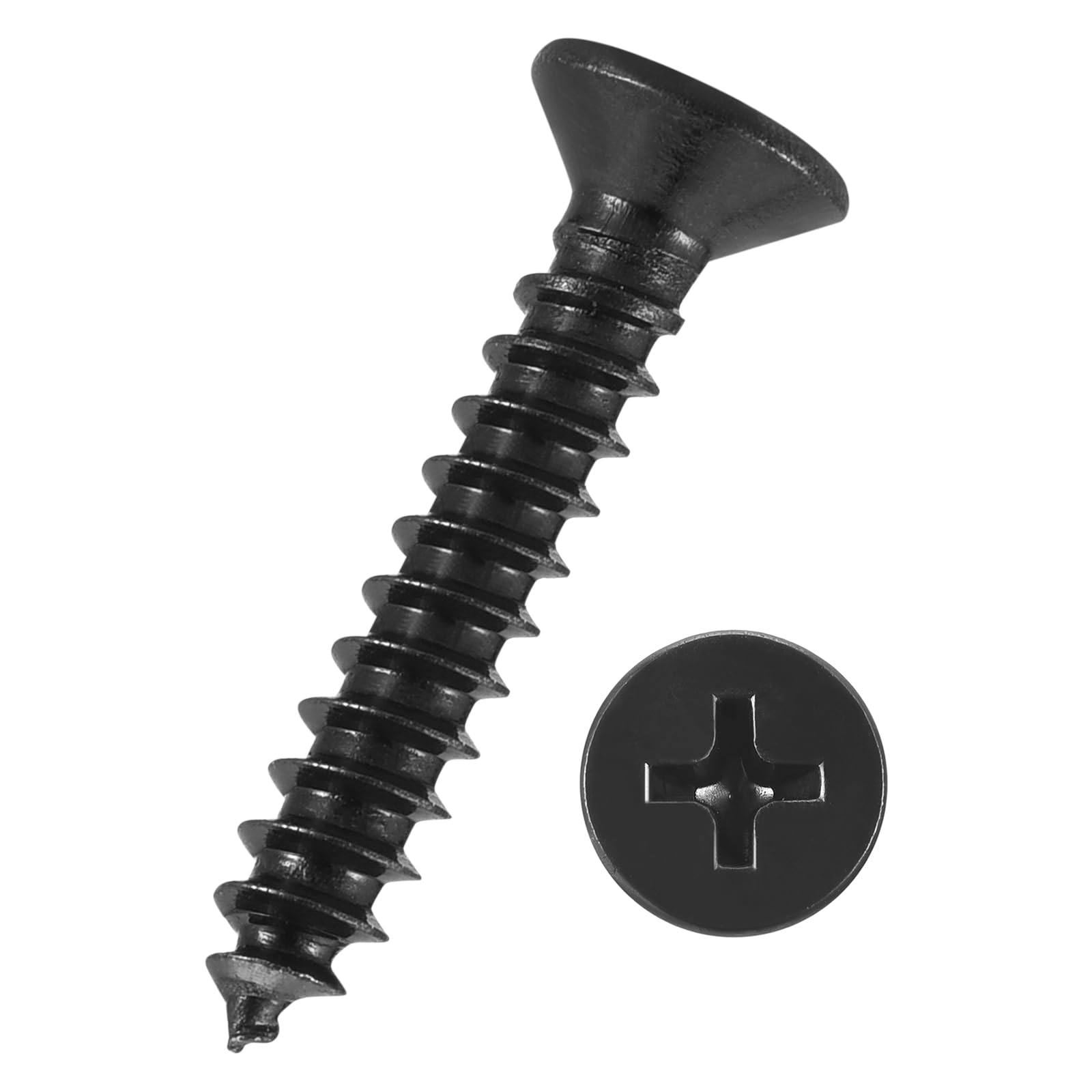 100pcs Phillips Flat Head Wood Screws - [#4x3/4"] 304 Stainless Steel Countersunk Self Tapping Screws for Furniture Assembly, Interior Trim, Outdoor Construction, Black