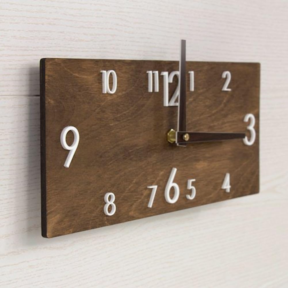 Reloj de pared de madera de 16 pulgadas, silencioso, sin tictac, retro, creativo, rectangular, reloj de pared de madera para sala de estar, cocina, dormitorio, escuela, hotel, decoración