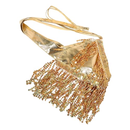 Healvian top de lentejuelas para danza del vientre bufanda de cadera traje de baile verde falda brillante parte superior del traje de sirena tops de sirena Poliéster Golden