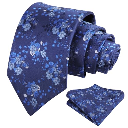 Image of Alizeal Mens 3.15inches Delicate Floral Tie with Small Flower Printed Handkerchief Set