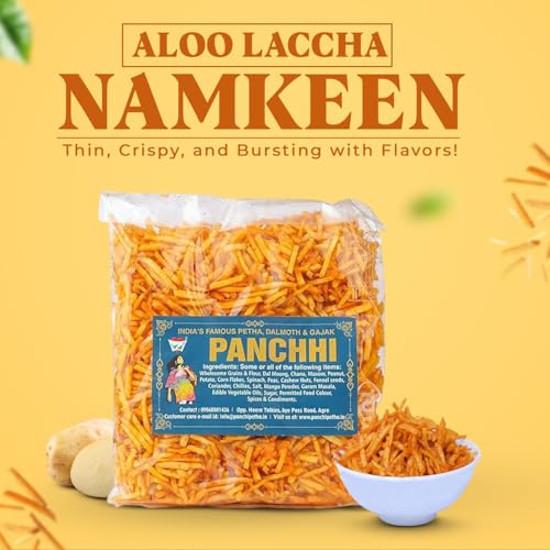 Image of PANCHI KA PETHA AUR DALMUT Aloo Laccha Namkeen 100g (Pack of 1) - Agra Special Crunchy & Flavorful Indian Snack | Spicy, Tangy & Tasty | Perfect for Tea-Time & Anytime Munching