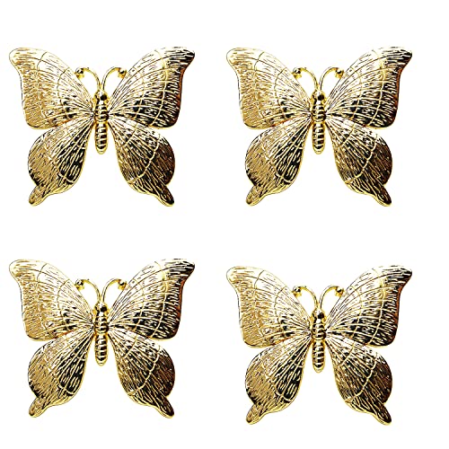 Powerful 4 Pcs Butterfly Drawer Knobs, Vintage Cabinet Knobs Drawer Handles with 8 Pcs Screw, for Dresser Cabinet, Wardrobe