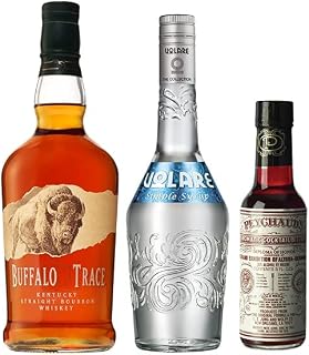 Buffalo Trace The Old Fashioned Bundle Includes Buffalo Trace Bourbon Whiskey 70 cl, Volare Simple Syrup 70 cl and Peychaud's Bitters 14.8 cl