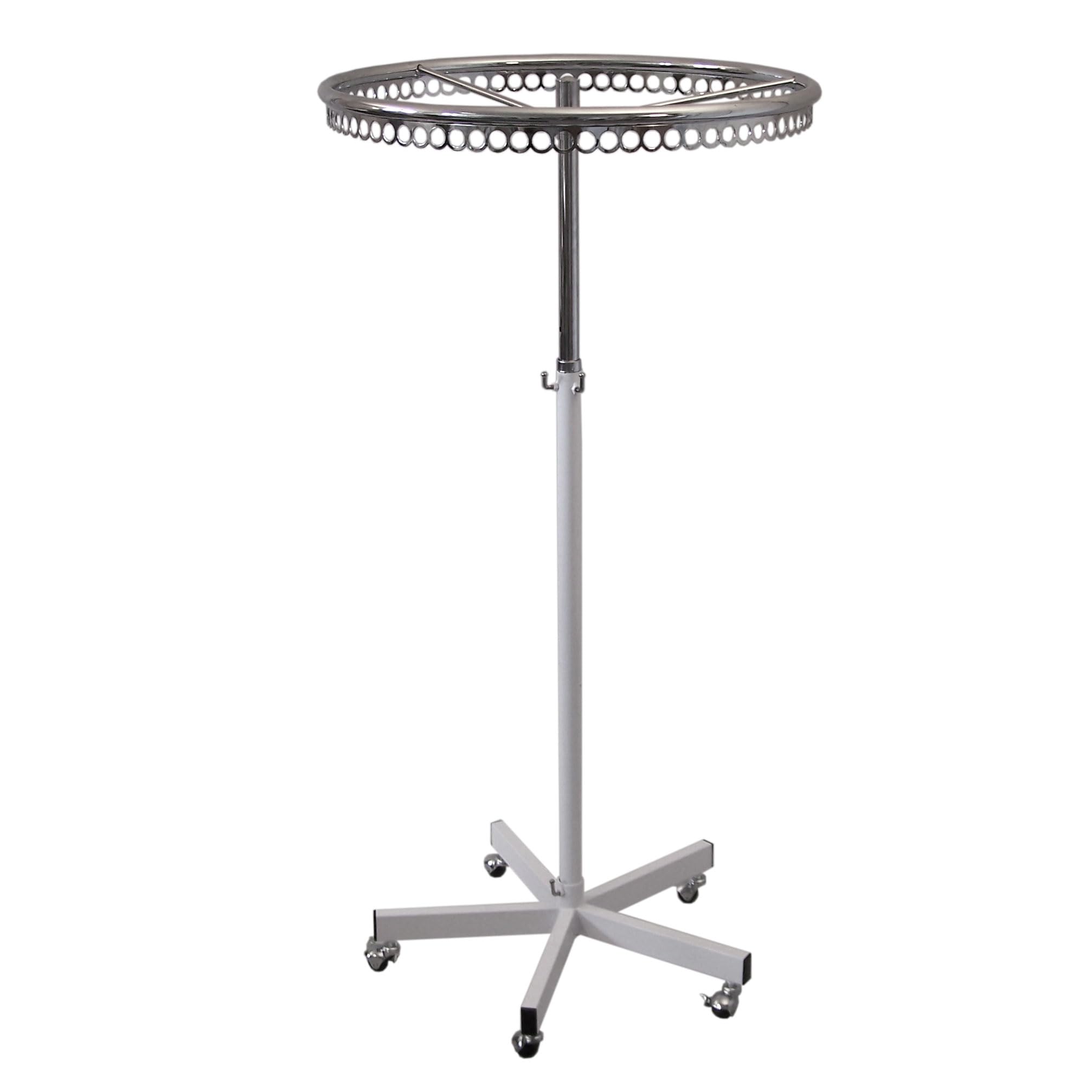 GERSO Ringständer für Kleidung auf Rollen höhenverstellbar Durchmesser = 75 cm Pulverbeschichtung weiss Ring verchromt