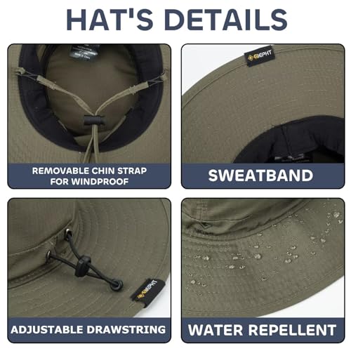 Image of Fishing Hat for Mens Sun Hat Wide Brim Bucket Hat SPF UV Protection XL XXL Large Size Big Head Hiking Beach Safari