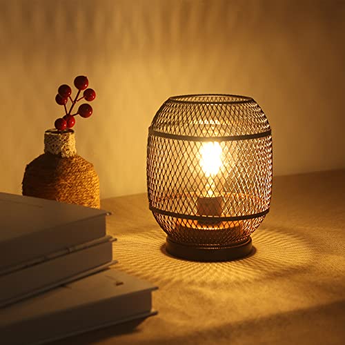 Decorkey Set Of 2 Battery Operated Lamp Led Table Lantern, Metal Cage Cordless Lamps With Led Bulb, Oval Vintage Decorative Outdoor Lantern For Weddings, Parties, Patio, Events For Indoors Shelf #TOP1