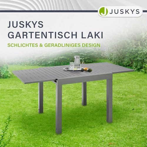 Juskys Laki - Mesa de jardín extensible (70 x 70 cm, mesa de comedor de aluminio, mesa grande, mesa de aluminio, muebles de jardín, color antracita - imagen 3
