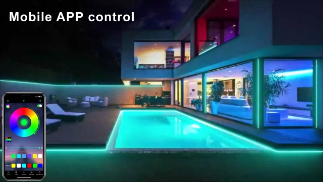 Image of Cozylady RGB Neon Light LED Rope Light,Waterproof Bluetooth APP Remote Control Music Sync Strip Light,24V Flexible DIY Silicone Light for Bedroom Home Indoor Outdoor Decoration