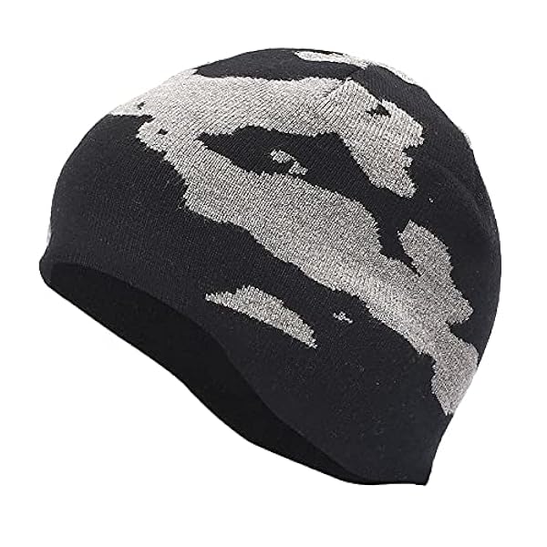 AUNEVN Winter Warm Cap Dubbellaags Hoed Set Hoed Camouflage Gebreide Muts Fietsen Warm Wintersport Ski Wolf Winter Hoed Mannen/Gray/One Size