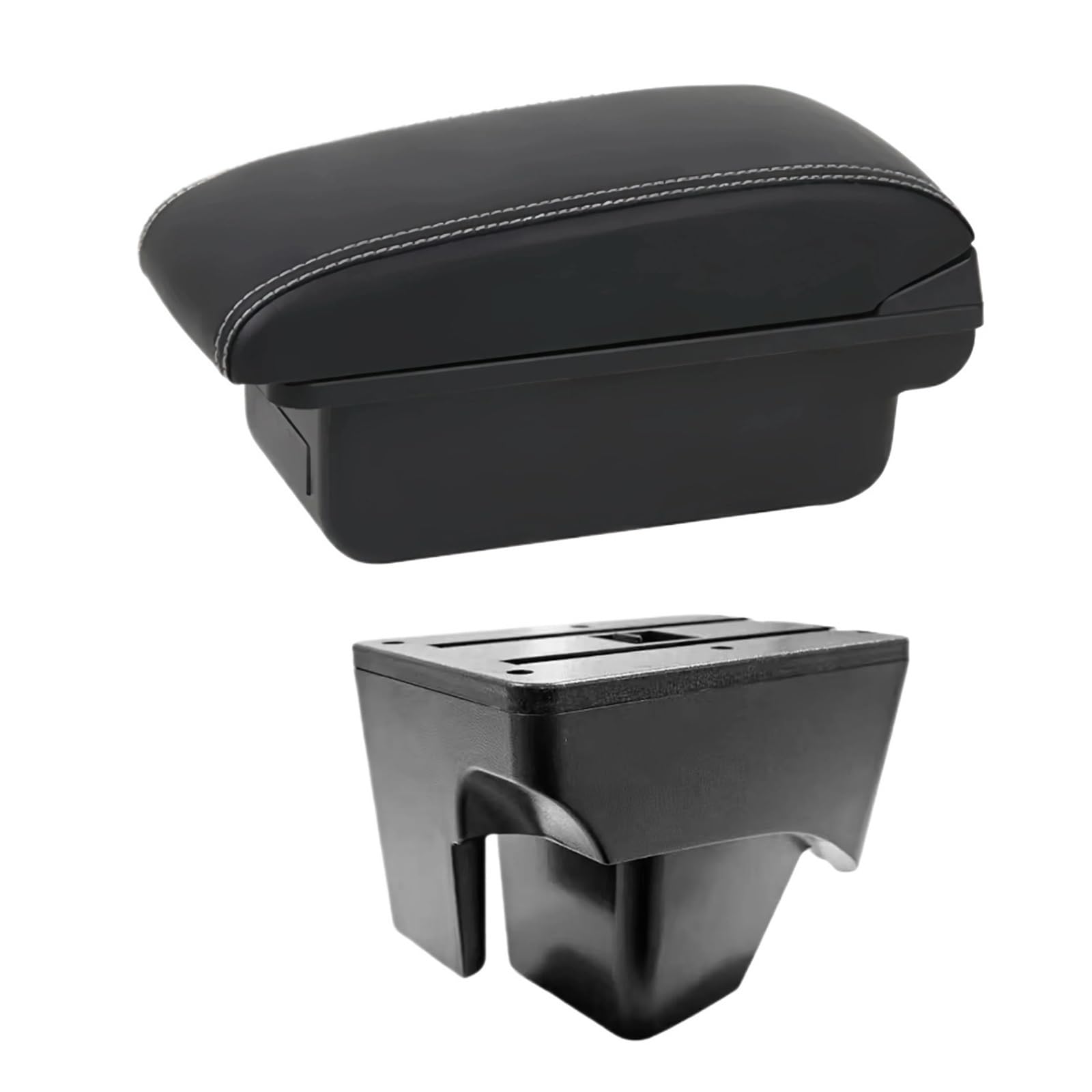 UMDJJU For VW For TERA 2025 Leather Arm Rest Center Car Armrest Interior Modification Box Console Storage USB Car Centre Console Armrest Box(B1 White Line)