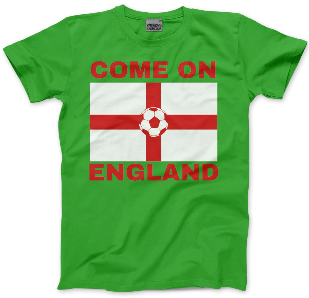 England Top for Kids, Teens and Adults – Come On England Football T-Shirt - World Tournament USA Cup Tee Flag Lions Patriotic Footie Tshirt - 4XL Green