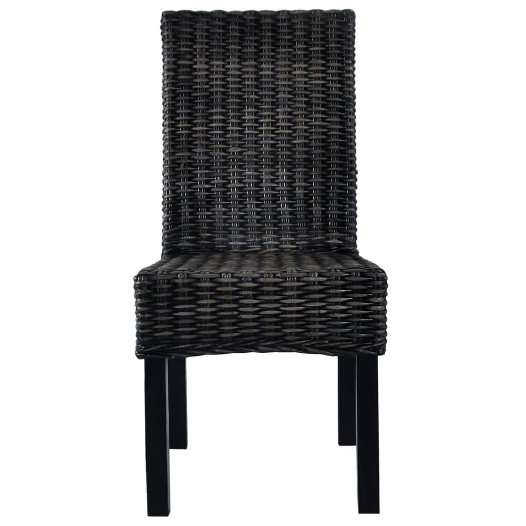 Krzesła do jadalni, zestaw 4 sztuk, kolor czarny, rattan, drewno mango, krzesło tapicerowane, do salonu, kuchni, jadalni