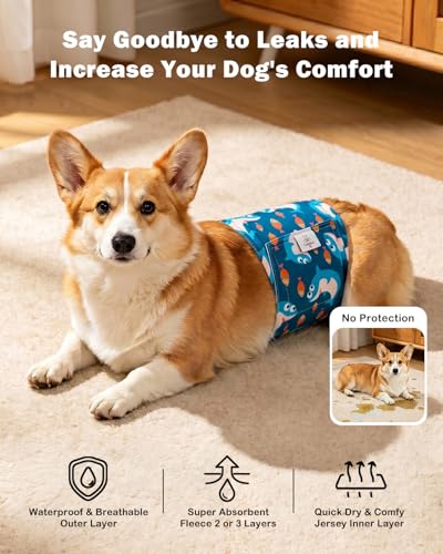 Image of CuteBone Dog Diapers Male Belly Bands 3 Pack for Male Dogs Reusable Puppy Wraps