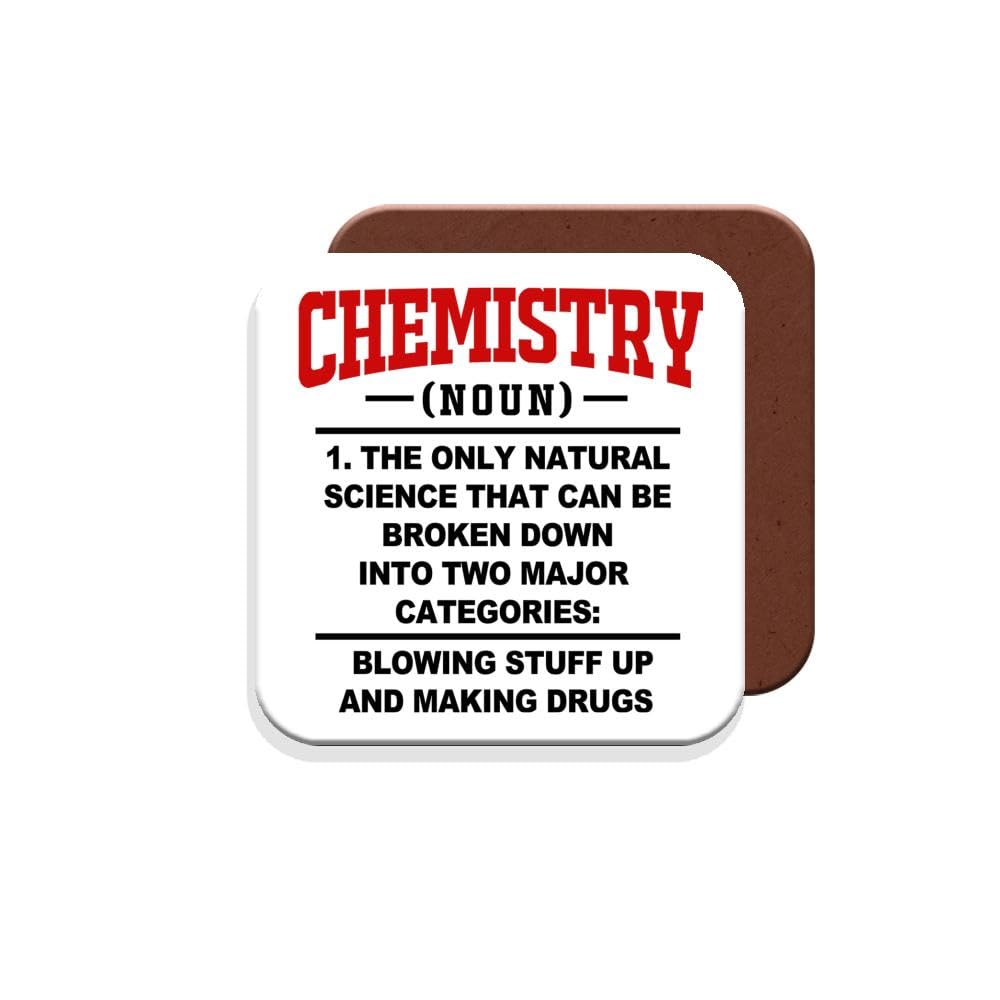 Muggz Coaster Gift For Science Teacher/Student - Chemistry (Noun) 1 Funny Chemistry Definition For Teachers And Scientists - Giftset - Made By In The Uk
