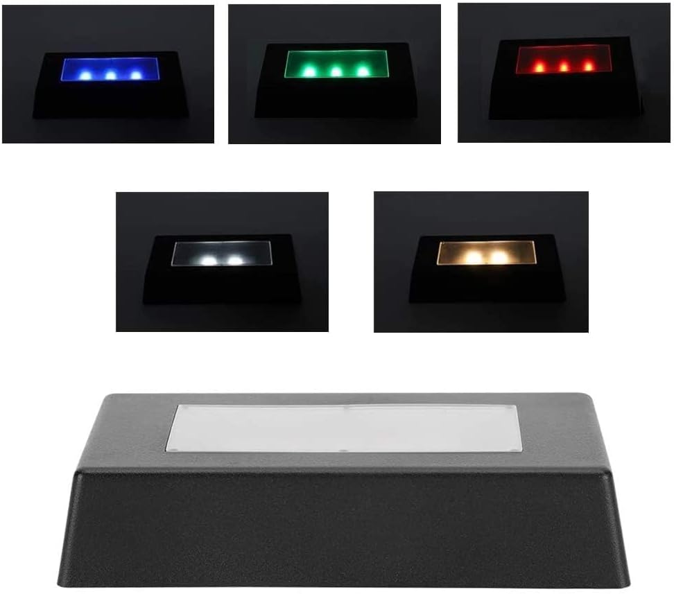 Garosa LED Light Base Multicolor Pedestal Stand, USB Multicolor Lighted Rectangle Stand for Crystal Glass Ball Art Display (Without Crystal Ball)