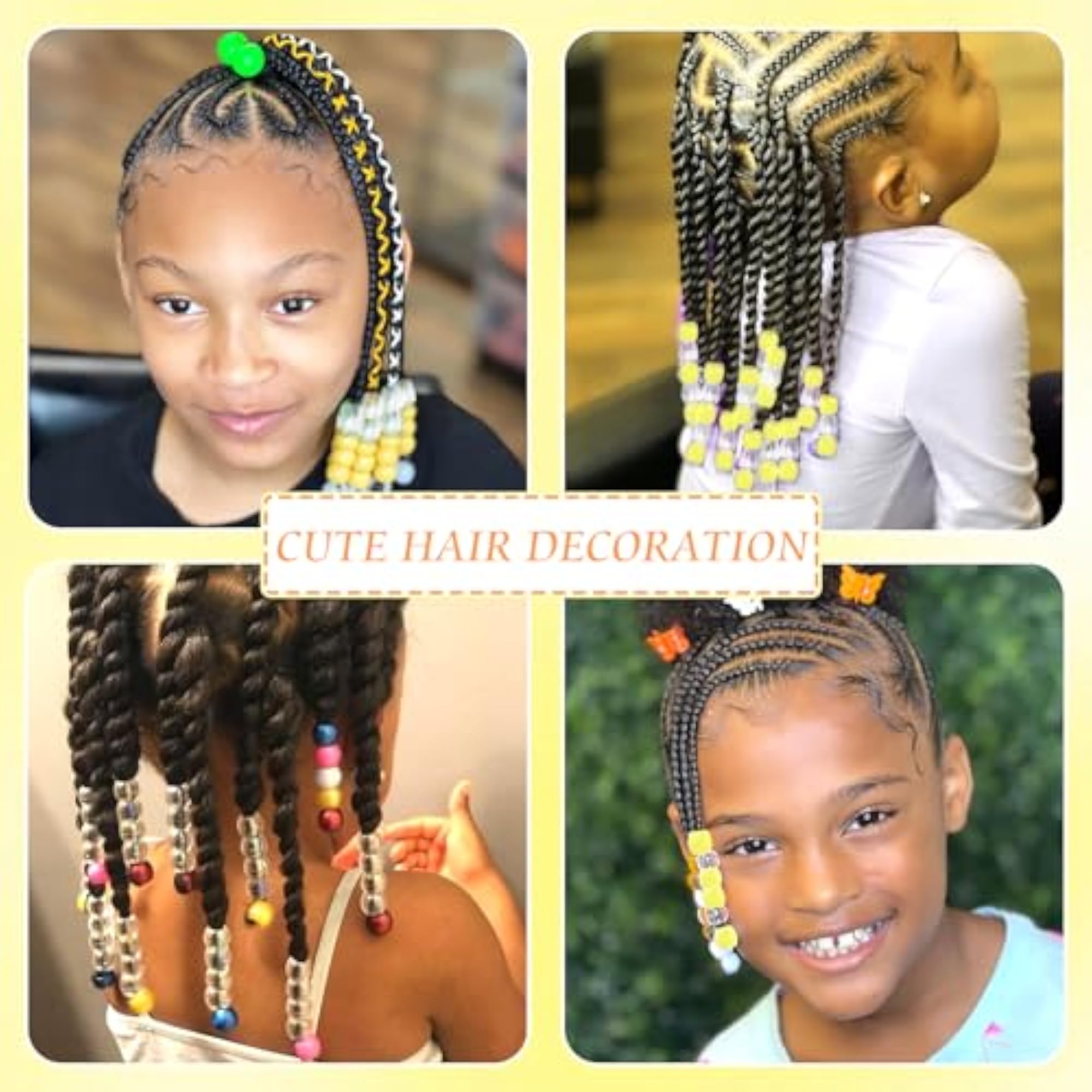 50PCS Yellow Hair Beads for Braids and Dreadlocks