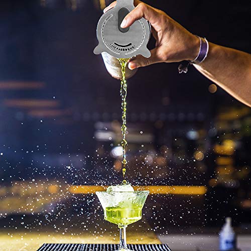 Senhai Stainless Steel Cocktail Muddler, Spiral Mixing Spoon & 4-Prong Bar Strainer, Home Bar Bartender's Muddling Tool Set #TOP4