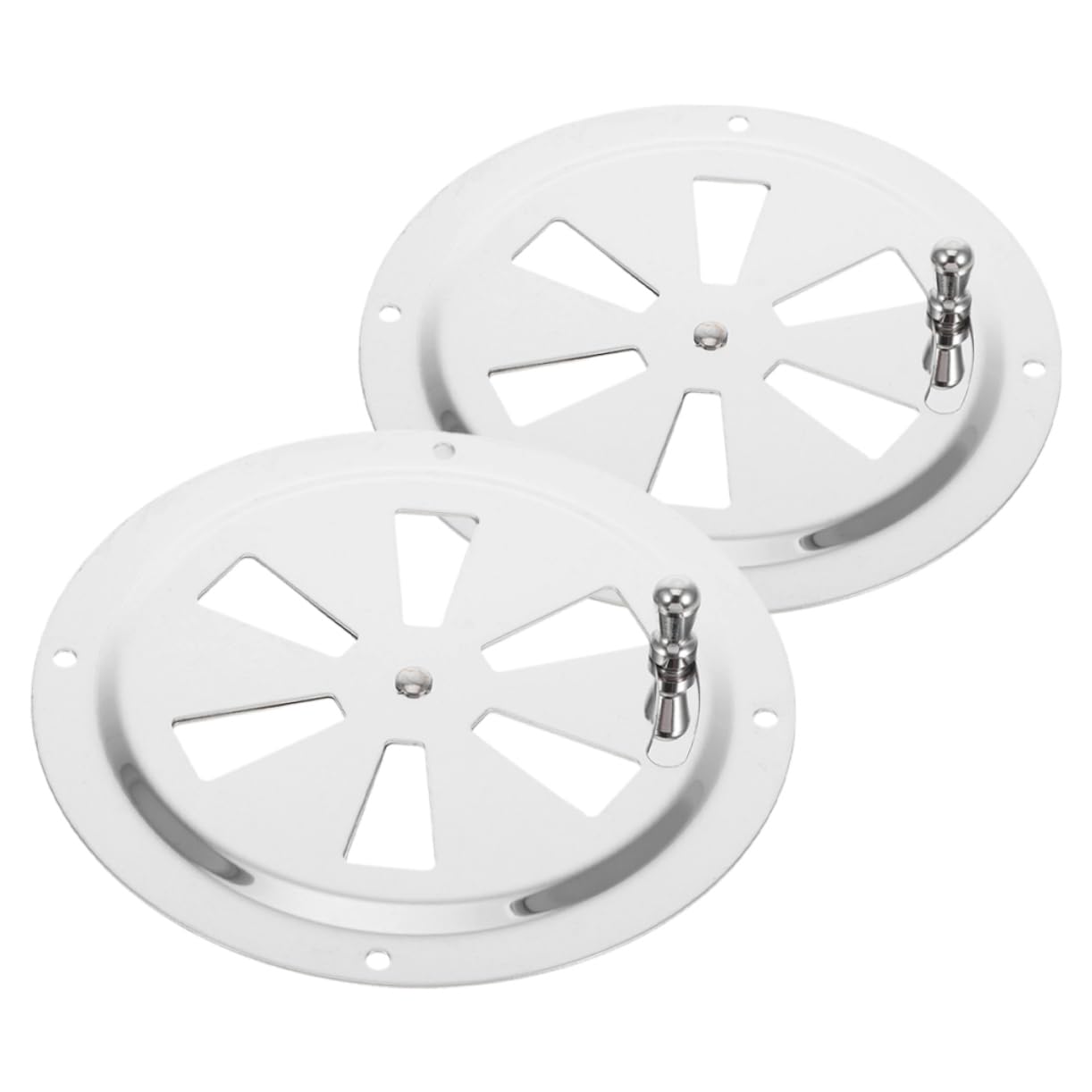 Mikikit 2pcs Stainless Steel Air Vent Cover 5-inch Louvered Ventilation Plate Exhaust Ventilation Sheet Round Louver Vent Covers