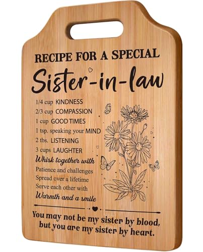 Milcier Gifts for Sister in Law, Sister In Law Birthday Gifts, Unique Recipe Cutting Board for...