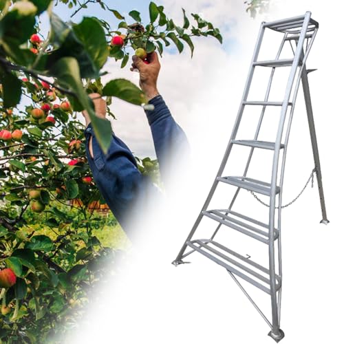 Escalera Tripode Escalera de Huerto de Aluminio de 3 Patas para Recoger Fruta, Escaleras de Trípode Plegables, Escalera de Podio de Altura Ajustable con Pie Antideslizante(7 step-241cm (94 7/8'))