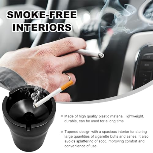 Image of Ohleats 2 PCS Car Ashtray, Smokeless Smellproof Windproof Self-Extinguishing Auto Ashtray, Portable Mini Vehicle Cigarette Trash Can Fits Most Cup Holder for Home Office, Car Accessories (Black)