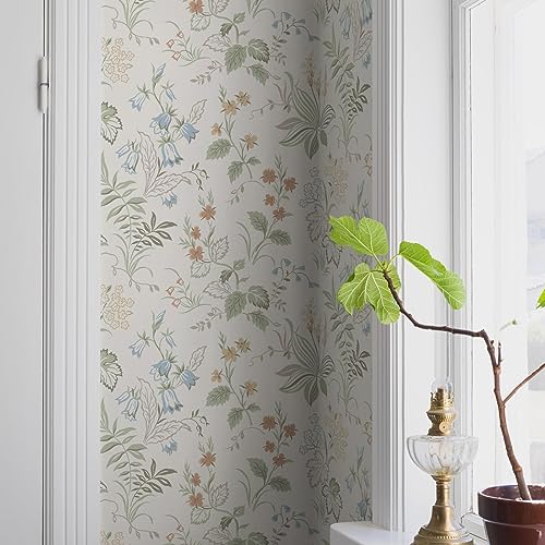 Papier peint décoratif fleurs vert riz intissé panoramique 3d