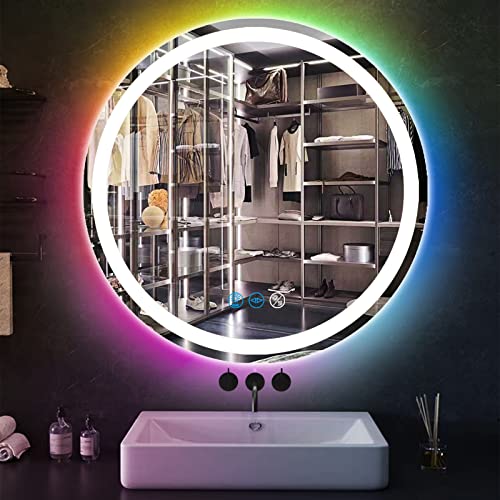 20 inches Round LED Bathroom Mirror, Wall Mounted, Front Lights (...