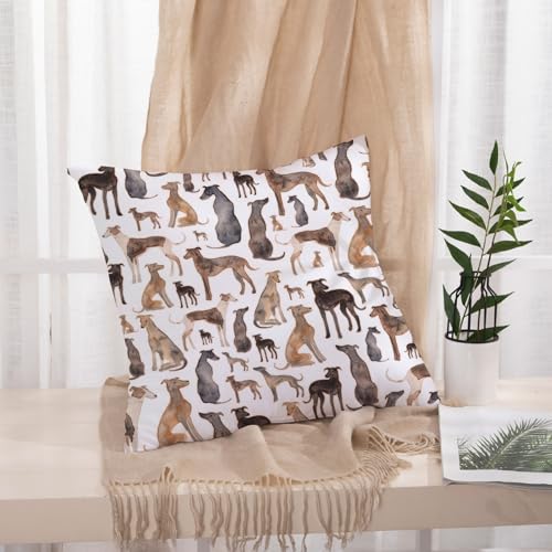 KUNQIAN Kissenbezug Greyhound Kissen Windhund Whippet deko Geschenke für Frauen sofakissen kissenbezüge dekokissen couchkissen kissenhülle Sofa Schlafzimmer Wohnzimmer Zimmer zierkissen 40x40cm