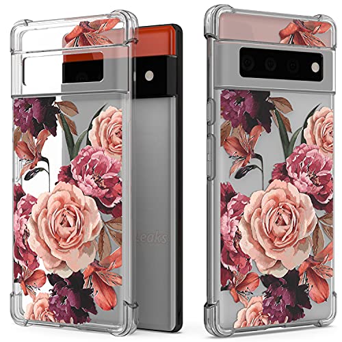 CoverON Designed for Google Pixel 6 Case, Slim Flexible TPU Clear Phone Cover - Purple Flower