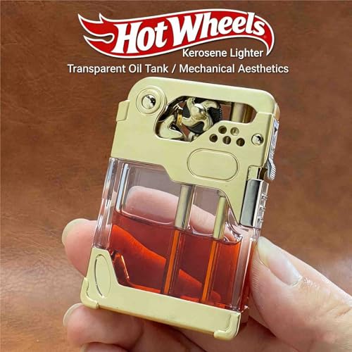 Encendedor mecánico retro para hombre con tanque transparente miniatura 3