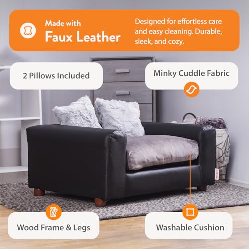 Image of Moots Premium Leatherette Pets Sofa, Black /Charcoal, Small