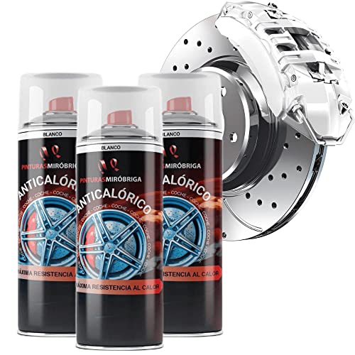 Kit Spray Anticalorico para Altas Temperaturas Color Blanco x3 Unid.(400ml.) Para pinzas de freno, Chimeneas, Radiadores o Barbacoas.Acabado Brillante.