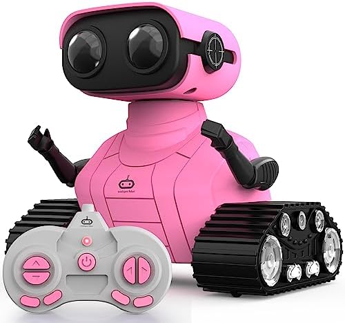 AOVIKOOD Robot Toys for Girls, Remote Control Robot Toy for Kids with Music and LED Eyes, Singing, Dancing, Rechargeable Remote Control Robot, Suitable for 3-5 6 7 8 Year Old Boys and Girls-Pink