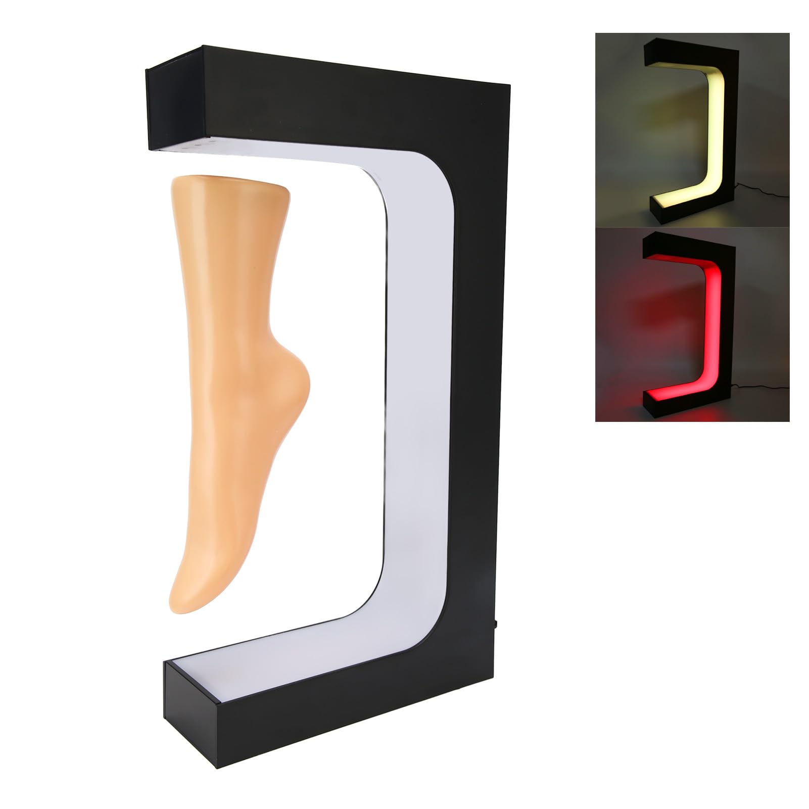 Luqeeg Levitating Shoe Display Stand, Floating Sneaker Stand with Remote, 15in Inner Space, 16 Colors LED Light Magnetic Levitation Sneaker Stand, for Shoes Collectors, Home Decor (UK Plug 100‑240V)