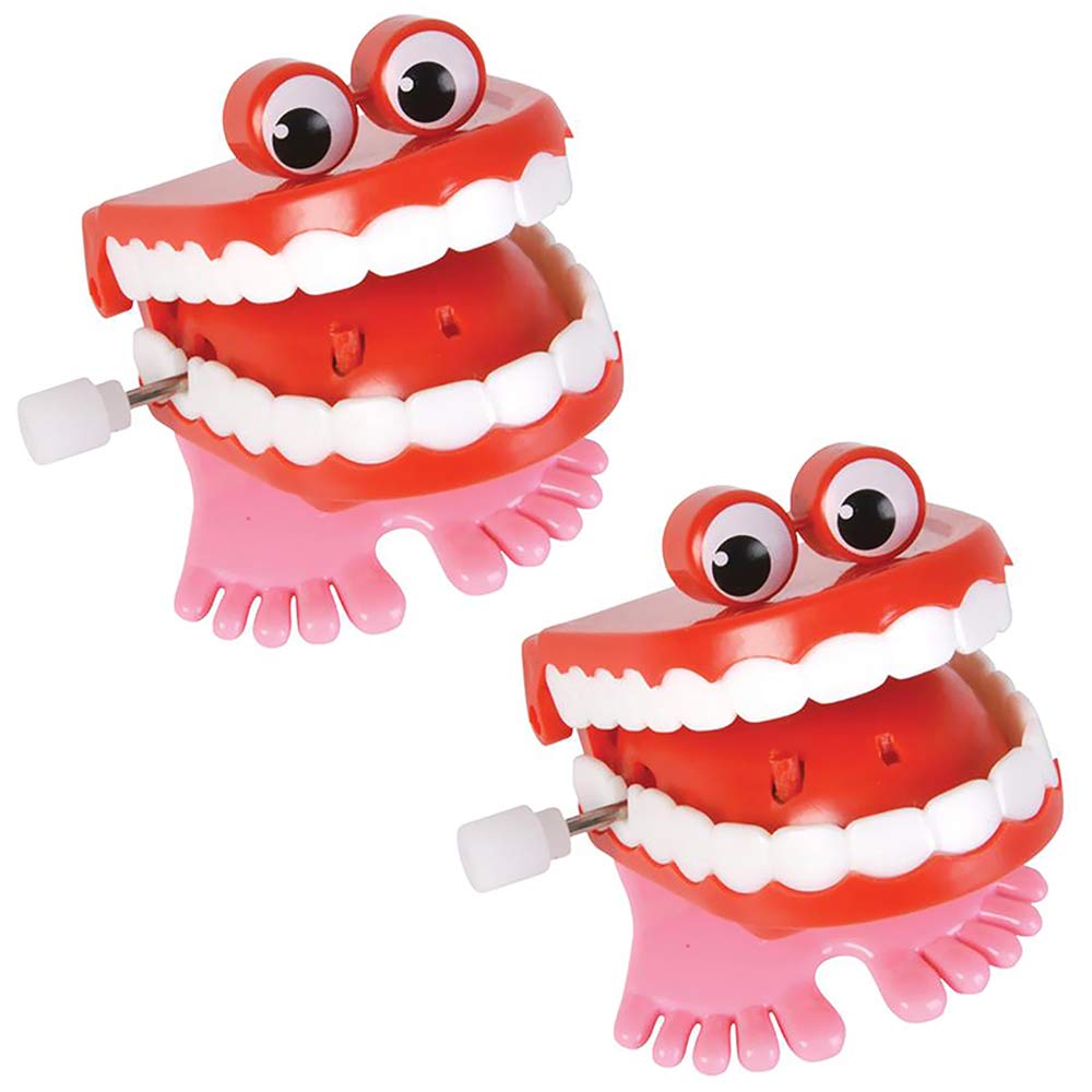 The Dreidel Company Wind Up Teeth Chomping & Chattering Teeth with Googly Eyes Toys for Kids Birthday Party Favors, Novelty and Gag Gifts, 1.75