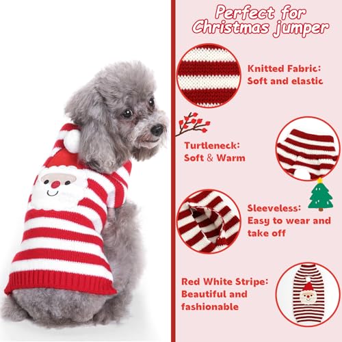 Dog Christmas Jumper Pet Dog Christmas Sweater Knitted Dogs Santa Jumper Christma Dogs Jumpers Puppy Christma Jumpers for Small Medium Large Funny Puppy Xmas Sweater(Santa Clau,L) - Image 3