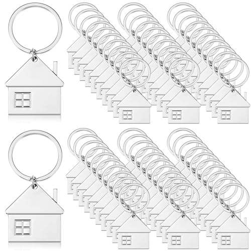 Image of House Key Chain House Shaped Pendant Keychains Home Keychain Set Cute Home with Window Key Charm Metal Keyring Gift