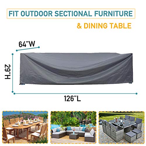 image for AKEfit 100% Waterproof Patio Furniture Cover, Fits 8-12 Seat, Anti-UV 