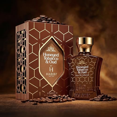 Image of H HABIBI Honeyed Tobacco & Oud Perfume for Men Eau de Parfum 75 ml | Made in USA. Long lasting Arabian cologne with honeyed tobacco, oud, amber and woody notes for men.