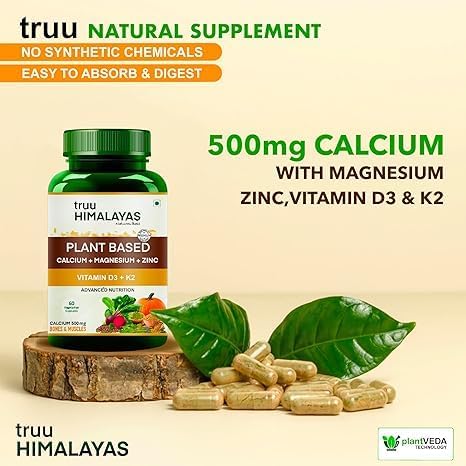 Miniatura 4 de Vitamina de magnesio y zinc D3 + K2 para apoyo articular y salud ósea, suplemento 100% a base de plantas, fabricado con hierbas ayurvédicas