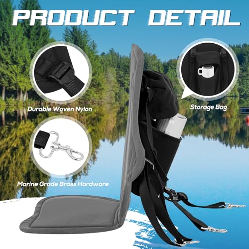 Image of Lewtemi 2 /4 Pack Padded Kayak Seat Fishing Boat Seat with Storage Bag 8 Fixed D Rings Screws Detachable Paddle Board Canoe Chair with Adjustable Back Strap for Summer Canoe Universal Sit