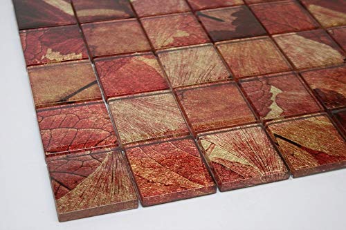 Tenedos 2x2 Square Glass Mosaic Wall Tile (Summer - Red