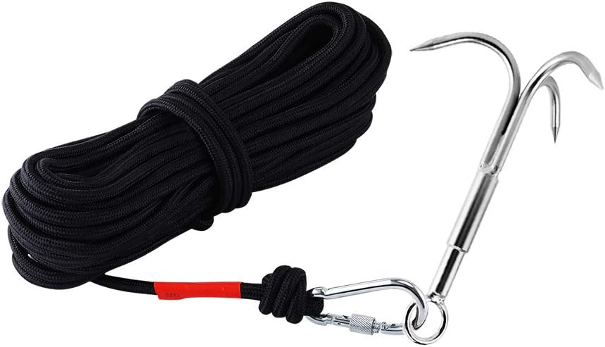 Grappling Hook with 3-Claw Stainless Steel,3 Claw Climbing Carabiner Hook for Retrieving,Outdoor Hiking,Tree Limb Removalr,Salvage.