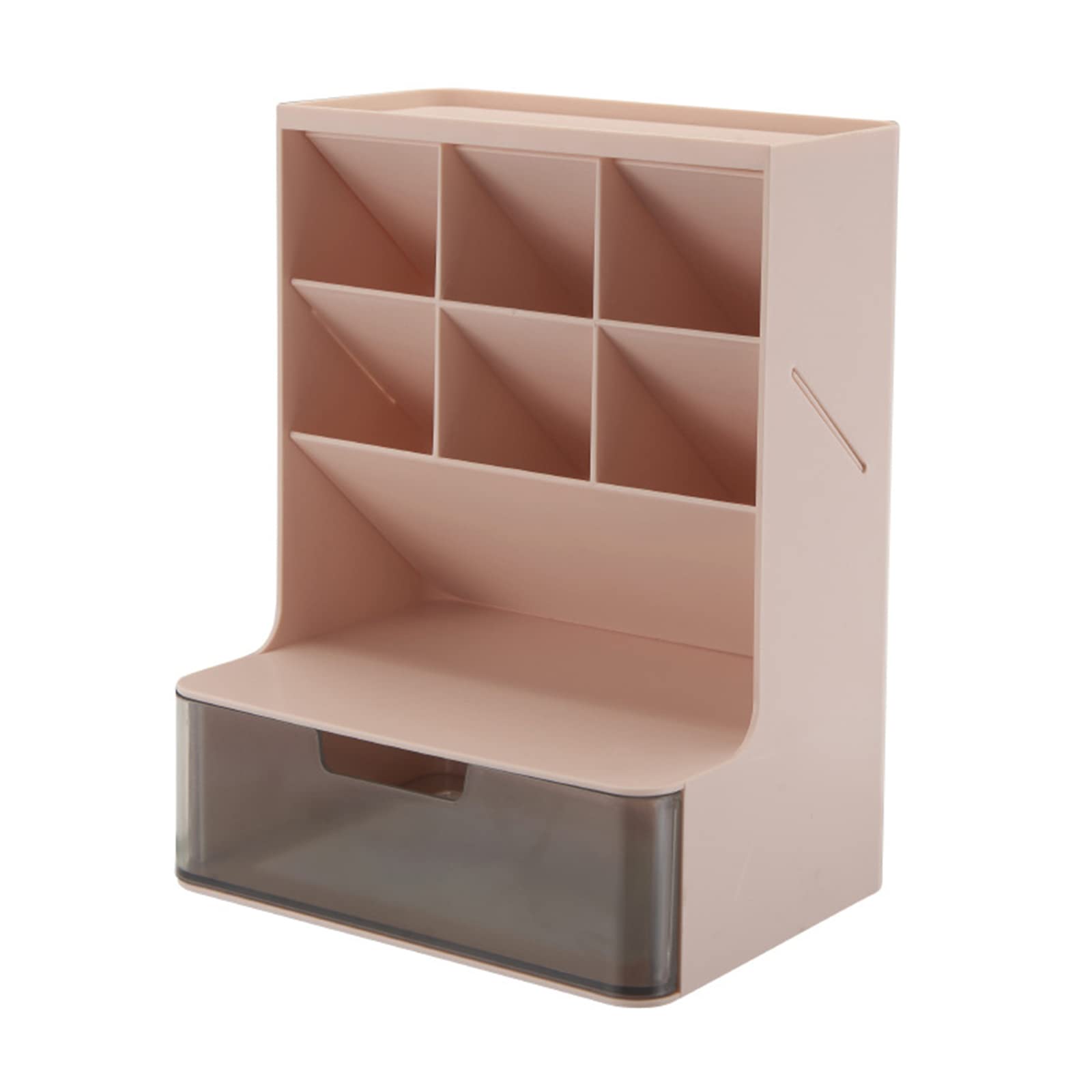 Nucelit Multi-functional Pen Organizer with Drawer 6-grid Inclined Pen Slot Stackable Makeup Organizer Holder for Bedroom Vanity Desk Holder