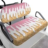 FUIALDOLG Ice Cream Cone Golf Cart Seat Covers Kit Soft Golf Cart Front + Rear Seat Cover Set Cool in Summer and Warm in Winter for EZGO TXT Ordinary Seat