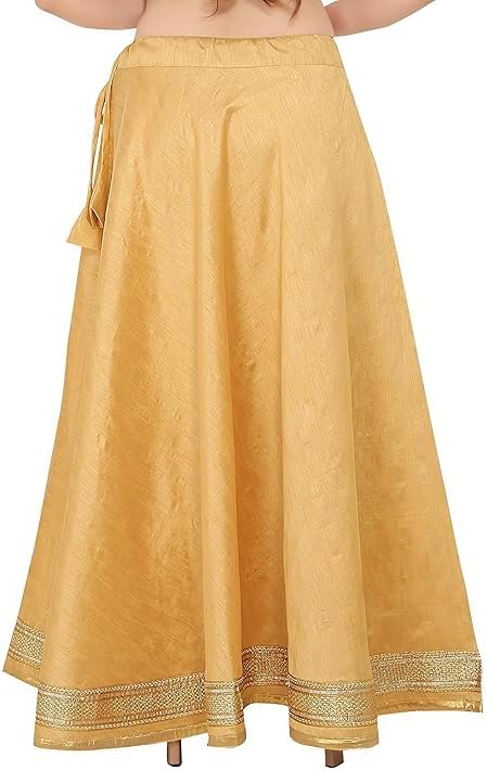 ANANYA FASHION & CRAFTS HUB Solid Readymade Skirt Dupion Beach Wear for Women Maxi Skirt Lehenga with Zari Border Summer Wear