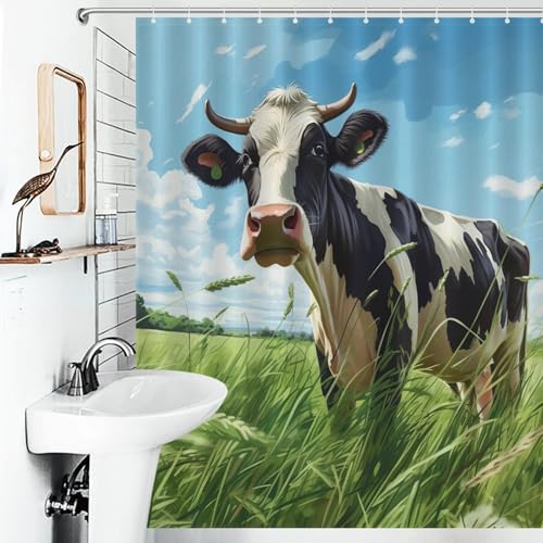 Rideau de douche vache 152x183 cm en polyester avec 12 anneaux - 6