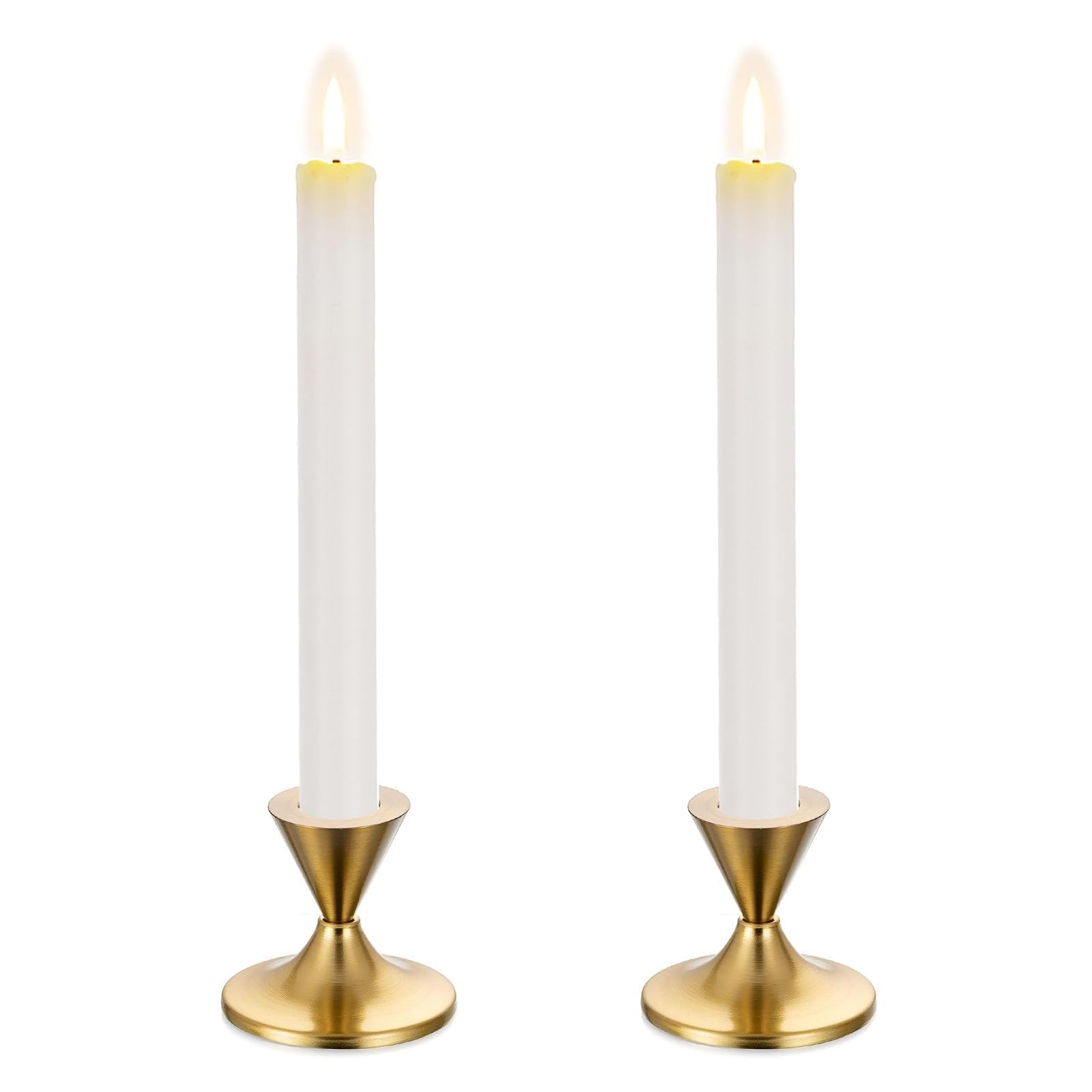 Excefore Gold Candlestick Candle Holders, Taper Candle Holders Set of 2 for Decorative, Traditional Short Candle Holders for Dinning Table Fireplace Mantel Home Vintage Decor