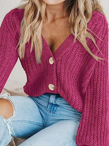 Image of PRETTYGARDEN Women's Chunky Knit Open Front Sweater Long Sleeve Button Loose Short Cardigan Outerwear Coats